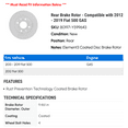 thumbnail image 2 of Rear Brake Rotor - Compatible with 2012 - 2019 Fiat 500 GAS 2013 2014 2015 2016 2017 2018, 2 of 2