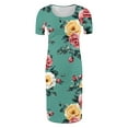 thumbnail image 3 of breaise Floral Side Ruch Maternity Dress Summer Crew Neck Bodycon Mini Dress 2025 Short Sleeve Baby Shower Dress Casual Lounge Pregnancy Dress Daily Wear, 3 of 6