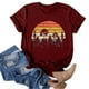 thumbnail image 4 of Gibobby Playera de Manga Corta con Cuello Redondo Camiseta informal Vintage con estampado sol para mujer, camiseta manga corta Color sólido con estampado acampada(Vino,CH), 4 of 5
