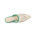 thumbnail image 4 of BLISSFUL STEP Women's Sandals Stiletto Heels Pointed Toe Lace Slide Mules White Green 7.5, 4 of 8