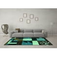 thumbnail image 3 of Ahgly Company Machine Washable Indoor Square Oriental Turquoise Blue Modern Area Rugs, 5' Square, 3 of 4