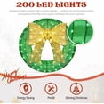 thumbnail image 3 of 24" Pre-Lit Outdoor Christmas Wreath with Golden Bow, 200 LED Lights & Remote Control, Weather-Resistant for Front Door, Porch, Yard & Indoor Holiday Decor, 3 of 9