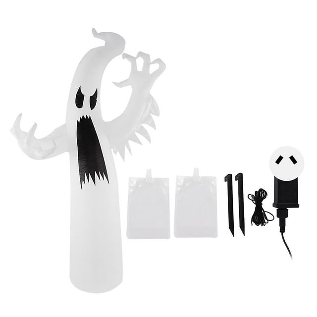 Fantôme gonflable blanc d'Halloween avec lumière LED colorée, décoration de jardin gonflable étanche IP44 pour jardin extérieur, prise AU 100 à 240 V