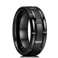thumbnail image 1 of Simple 8mm Purple Stainless Steel Rings For Men Women Purple Matte Finish Beveled Polished Edge Men Rings Wedding Band Jewelry Style29 6, 1 of 6