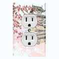 thumbnail image 1 of Metal Light Switch Plate Cover Japanese Pink Sakura Flower House Brown FLW127, 1 of 13