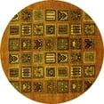thumbnail image 1 of Ahgly Company Indoor Round Abstract Yellow Modern Area Rugs, 3' Round, 1 of 4
