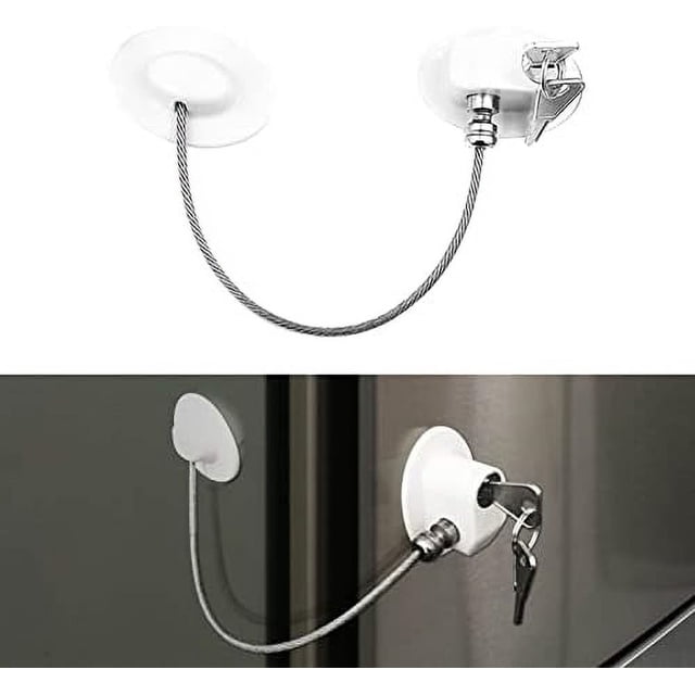 Cerradura para refrigerador con operación con una mano, combinación de cerradura para refrigerador de alta calidad para un acceso rápido y una mayor seguridad del hogar (blanco)