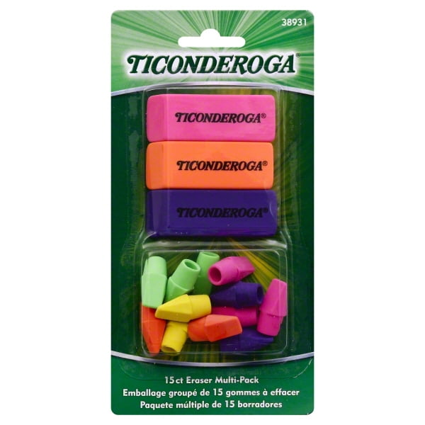 Dixon Ticonderoga Office and School Eraser Combination Set, 15 Eraser MultiPack, Multicolored