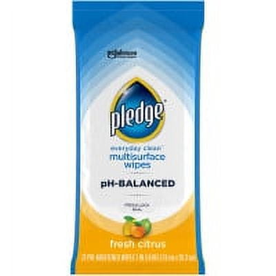 Pledge Lemon Scent Wet Wipes, Cloth, 7 x 10, White, 24/Pack, 12 Packs/Carton