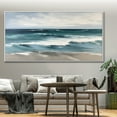 thumbnail image 4 of Abstract Ocean Waves Canvas Painting Original Blue Ocean Canvas Art Modern Seascape Wall Art Decor for Living Room Office,Unstretched,Frameless,(81*162cm)32*64Inches, 4 of 5
