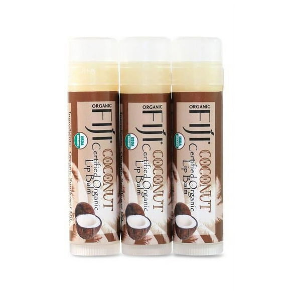 Organic Fiji 833884001364 0.15 oz Coconut Lip Balm - Pack of 3