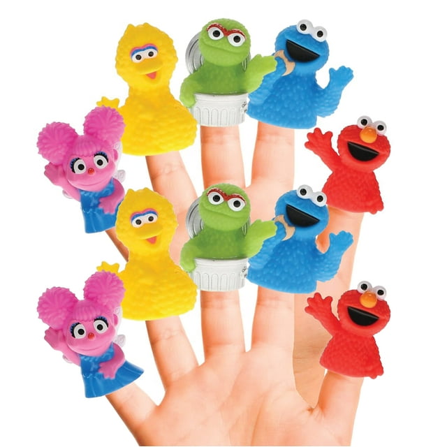 Set de marionetas con dedos Sesame Street, 10 piezas, PVC impermeable
