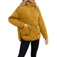 thumbnail image 2 of Winter Women Long Sleeve Zipper Quilted Coat Casual Loose Lightweight Hooded Puffer Jacket with Pocket, 2 of 6