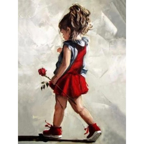 Cuadros Decorativos Chica en vestido rojo pintura al óleo por números Kit sin marco dibujo cuadro decoración de pared Likrtyny embutido en tela