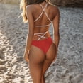 thumbnail image 4 of Trajes de baño de una pieza para mujer, traje de baño con cuello en V, traje de baño con control de abdomen, monokini sexy con espalda cruzada sin espalda, 4 of 5
