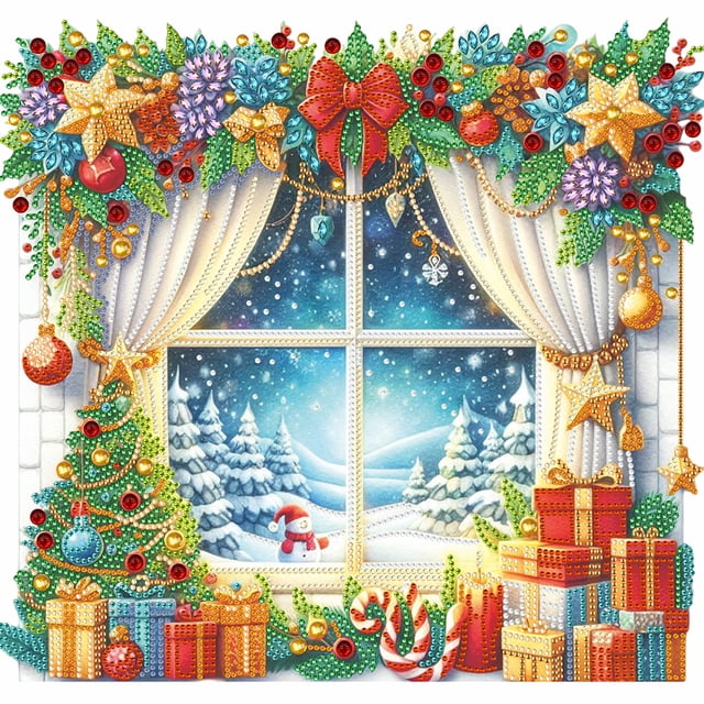 Kit 5D DIY Con Forma Especial Parcial para Ventana Navidad 40x40cm