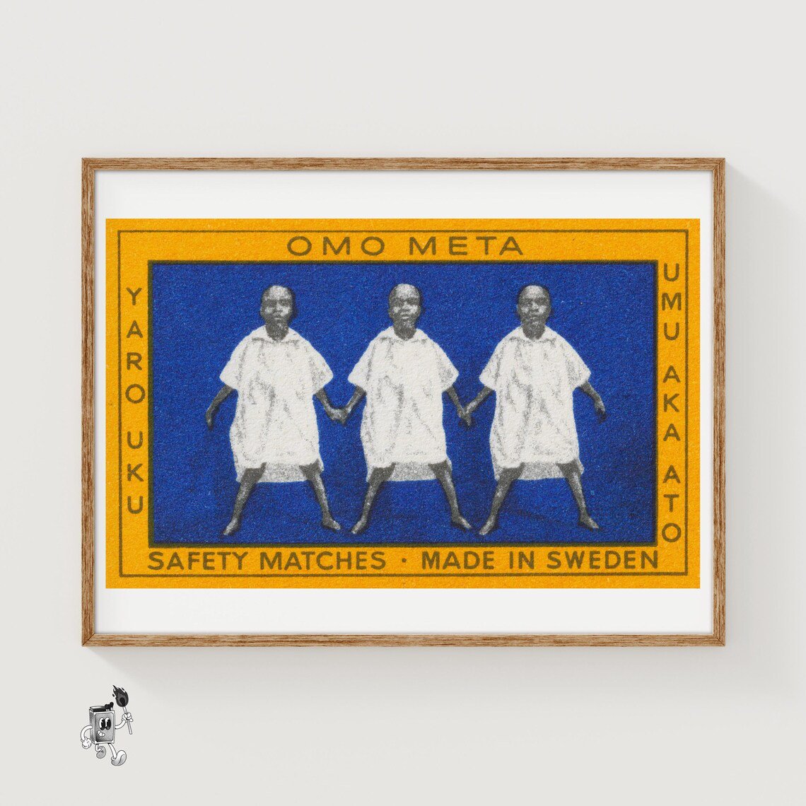Children Holding Hands Swedish Matchbox Wall Art Decor Unframed Paper Print