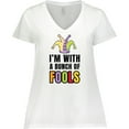 thumbnail image 3 of Inktastic Im with a Bunch of Fools with Jester Hat April Fools Day Women's Plus Size V-Neck T-Shirt, 3 of 5