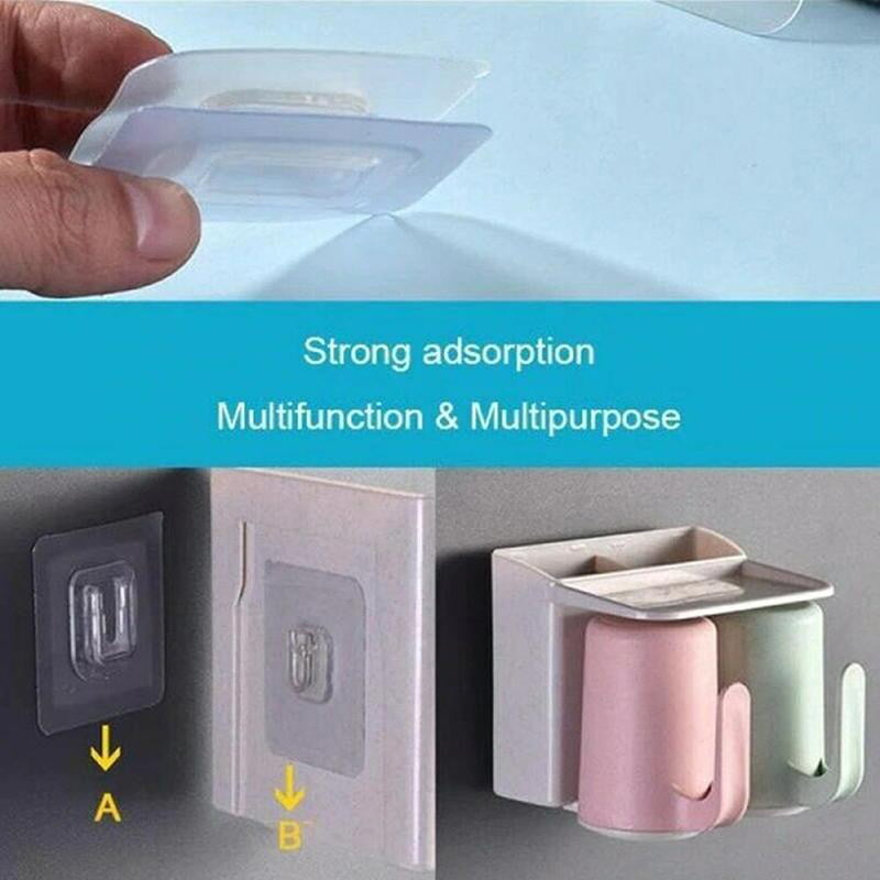 5pcs Double-Sided Adhesive Wall Hooks Hanger Transparent Hook Suction Cup Sucker