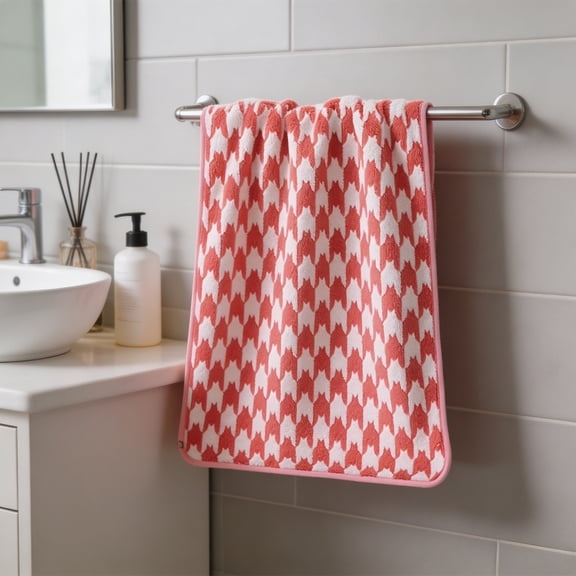 WDOBM Reusable Washcloths, Unisex Color‑Block Coral Fleece Bath Hair‑Drying Towel, Highly Absorbent Quick Dry Machine Washable, Lightweight Sport Towels for Bathroom Salon