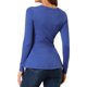 thumbnail image 3 of Suéter peplum de cuello en V para mujer INSPIRE CHIC, de punto acanalado, de manga larga, casual, pulóver, 2XL, azul, 3 of 7