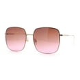 thumbnail image 4 of Womens Rectangle Exposed Lens Edge Thin Metal Rim Designer Fashion Sunglasses Gold - Pink, 4 of 8