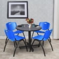 thumbnail image 2 of Kobe 30in. Round Breakroom Table- Grey & 4 'M' Stack Chairs- Blue, 2 of 8