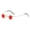 Gold Frame Red Slice, variant on Folding Round Frame Sunglasses: Portable, Metal Frame, AC Lenses, Ideal for Travel, Sports, and Daily Wear