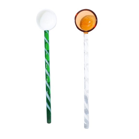 2 Pack Glass Spoons Heat Resistant Glass Stirring Spoons For Coffee Milk Ice-Cream Gift