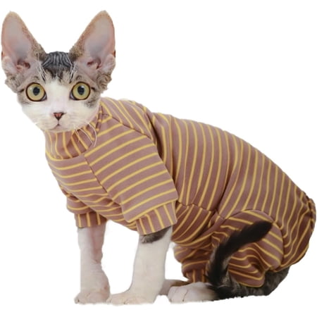 GYTY Cat Clothes for Hairless Cats Sphynx Cotton Turtleneck Shirt for Small Medium Large Cornish Rex Devon Rex and Peterbald Kittens (Green X-Small)