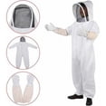 thumbnail image 3 of Protección segura para apicultores, traje de apicultura profesional blanco con guantes largos y capucha de velo, 3 of 5