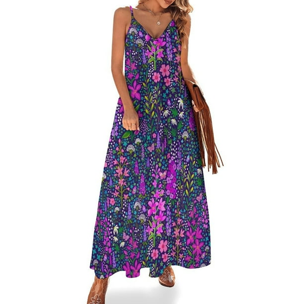 Vestido sin mangas con flores silvestres, vestidos de fiesta para mujer, vestidos largos para mujer, vestidos de moda para mujer
