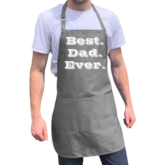 ApronMen, Funny Aprons For Men - Best. Dad. Ever. - 100% Cotton with Pockets - Gray Color