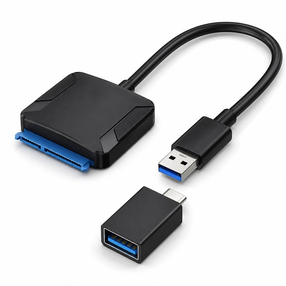 USB 3.0 to SATA Adapter Cable for 2.5 Inch SATA HDD SSD, External Hard Drive Converter with USB-C to USB-A Adapter, Plug and Play