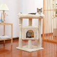 thumbnail image 3 of Stable Cat Tree with Sisal Posts Cat Tower Roomy Condo Large Comfortable Perch with Dangling Ball for Small and Medium Cats ShopWise Round, 3 of 8