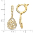thumbnail image 3 of Primal Silver Sterling Silver Gold Tone Cubic Zirconia Teardrop Hinged Hoop Earrings, 3 of 5