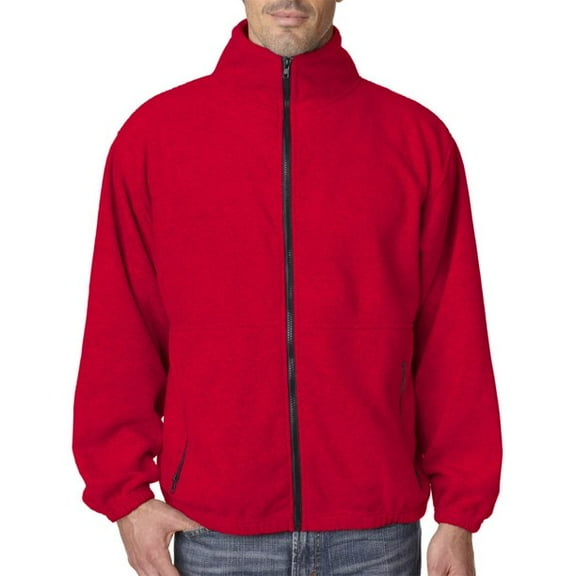UltraClubs Men's Iceberg Fleece Full-Zip Jacket 8485 Red S