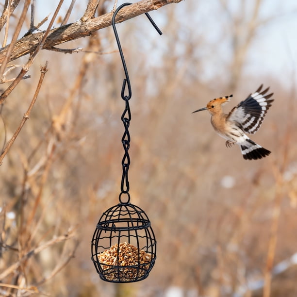 Comedero metálico colgante para pájaros de exterior con diseño de malla esférica | Construcción de hierro resistente | Comedero de jardín Spring Garden para la alimentación y observación de aves