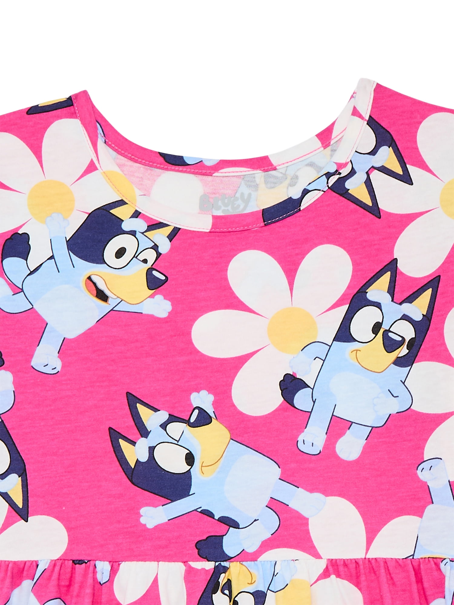Bluey Girls Allover Print Dress with Short Sleeves, Sizes 4-12