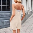 thumbnail image 3 of Lumtrix Summer Romper For Women Summer Beach Vacation Casual Shorts Jumpsuits Loose Fit Trendy Striped Sleeveless Overalls Beige 2XL, 3 of 5