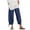 Navy 258, variant on Henpk Womens Cotton Linen Bermuda Shorts Yoga Pants Tummy Control Workout Gym Shorts Loose Fit Casual Pants Elastic Waist Summer Beach Trousers Ladies Active Athletic Zipper Pockets Beige M
