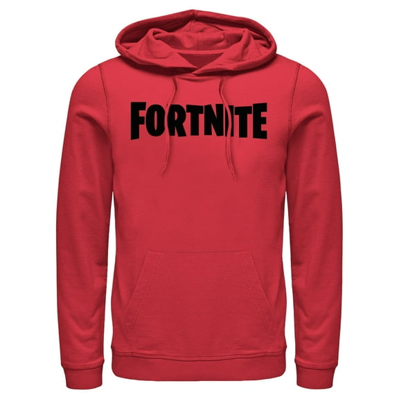 Men's Fortnite Simple Black Logo Pull Over Hoodie Red Large