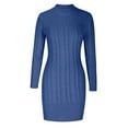 thumbnail image 5 of Sweater Dresses for Women Casual Solid Fashion Knitting Long Sleeve Bottoming Sweater Dress, 5 of 8