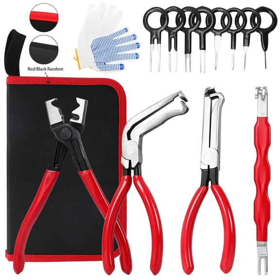 Automotive Electrical Disconnect Pliers Kit, 4-Piece Connector Separator Set with Straight 60-Degree Pliers, Hose Clamp Plier, Plug Release Tool and Wire Terminal Removal Tools with Storage Case