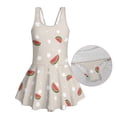 thumbnail image 5 of Xixirimido Watermelon Stars Print Girls One Piece Swimsuits Sleeveless Swim Dress for Girls Skirted Bathing Suit Hawaiian Skirt Swimwear UPF 50+ Sun Protection, Gray, 6-7 Years, 5 of 7
