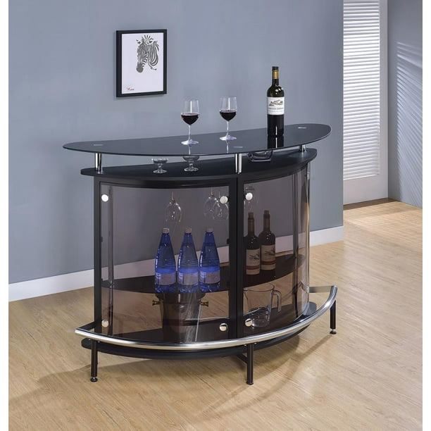 Coaster Contemporary Bar Unit, Black/Chrome