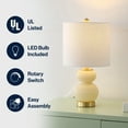 thumbnail image 5 of JONATHAN Y Daphne 20" Contemporary Transitional Metal/Glass Ribbed Gourd LED Table Lamp, Ivory/Brass Gold, JYL1099G, 5 of 7
