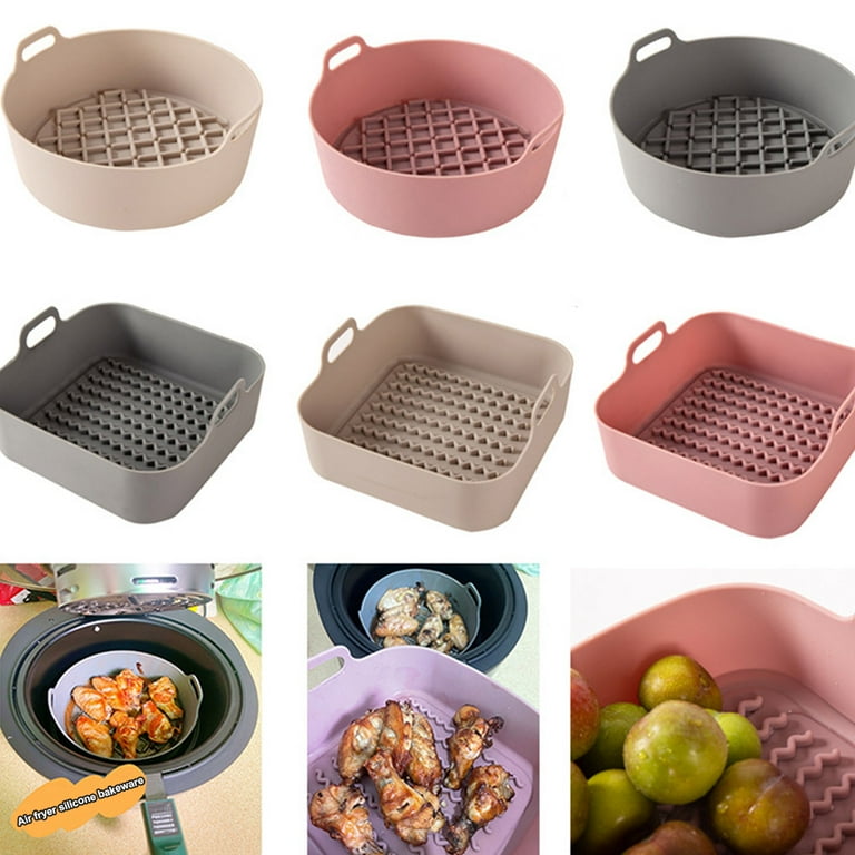 Airfryer Fryer Accessories Baking Tools Reusable Silicone Pot Baking Basket  Pizza Plate Pot Kitchen Cake Cooking Tool No.06 