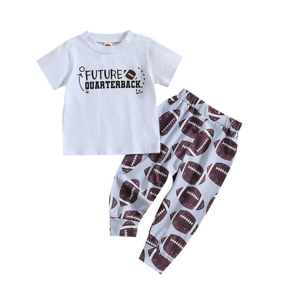 Okbabeha Toddler Baby Boy Football Outfits Short Sleeve Football Tee Shirt Football Pants 2Pcs Set Boys Clothing Clothes