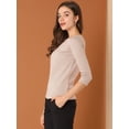thumbnail image 4 of Blusa Estampado De Pata De Gallo Manga 3/4 Cuello Del Barco Oficina Trabajo Para Mujer Rosa XL, 4 of 6